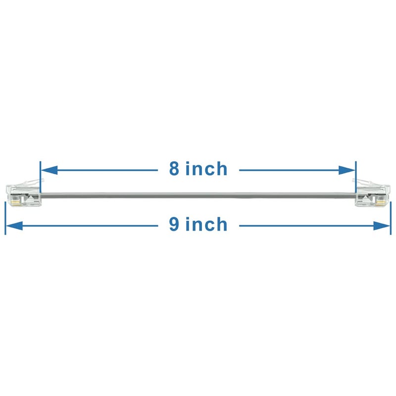 NECABLES 4Pack 8 Inch Short Telephone Cord Phone Cable Wall Phone Cord for Landline RJ11 6P4C Male to Male - Image 2